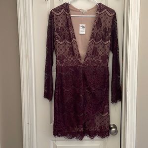 Burgundy lace dress from Charlotte Russe